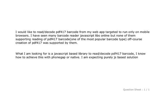 HTML : pdf417 barcode reader/decoder in javascript? смотреть онлайн