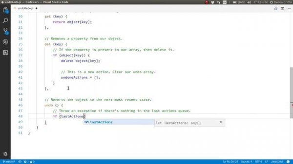 [10-1-2017] Codewars Kata: Undo / Redo