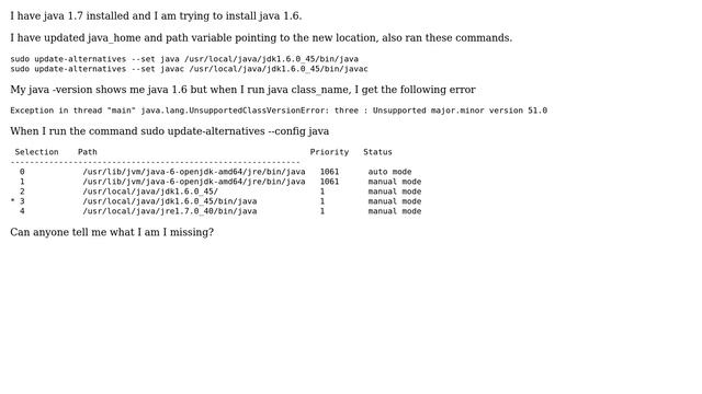 Installing java 1.6 when 1.7 already installed? смотреть онлайн