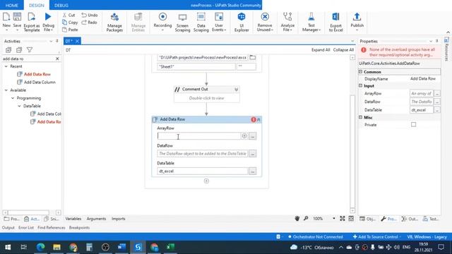 Add Data Column activity and Add Data Row activity - UiPath смотреть онлайн
