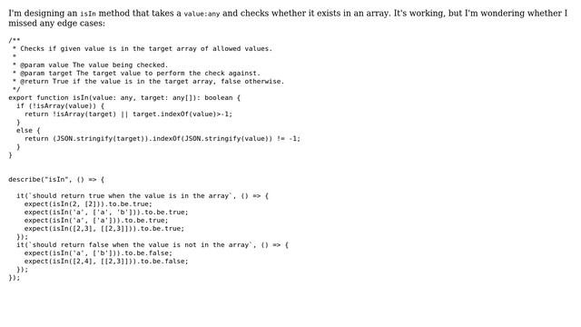 Code Review: Checking whether an array contains a value or another array смотреть онлайн