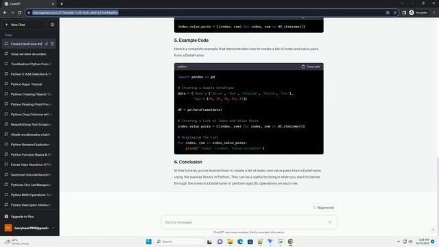 How to create a list of the index and value of a dataframe in python смотреть онлайн