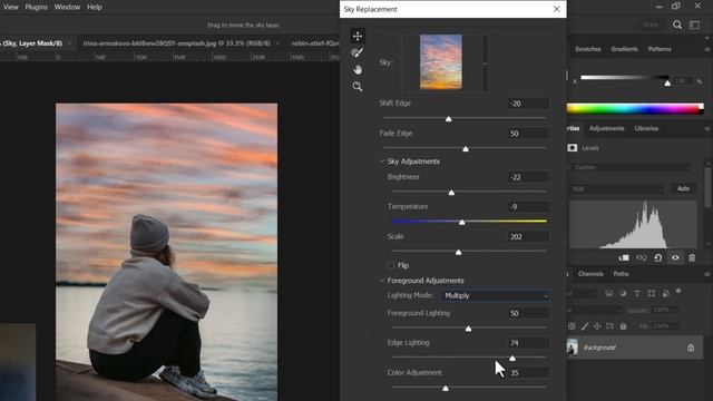 How to Change or Replacement Sky in Adobe Photoshop CC 2023 New feature sky replacement Class-48 смотреть онлайн