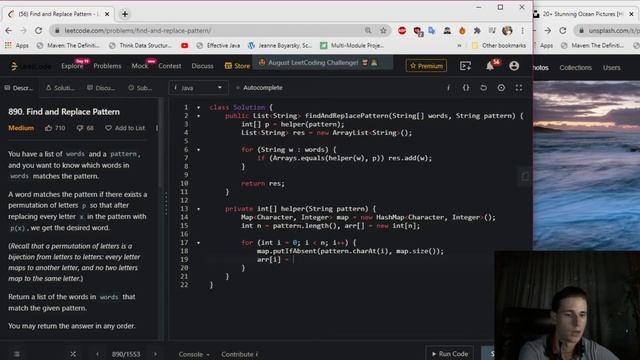 LeetCode 890. Find and Replace Pattern Solution Explained - Java смотреть онлайн