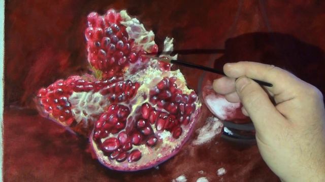 рисуем гранат маслом видео 2 (блики света) смотреть онлайн