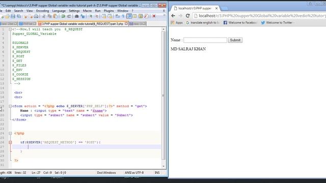 5.PHP supper Global variable vedio tutorial($_REQUEST)-part-1 смотреть онлайн