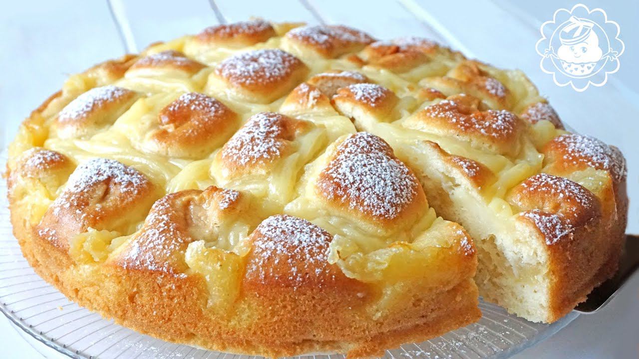 Пирог с яблоками и заварным кремом. Простой рецепт. Pie with apples and custard. смотреть онлайн