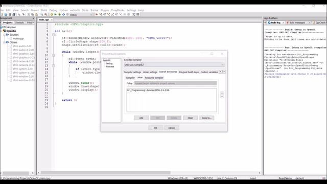 CodeBlocks with OpenGL (GLEW/ GLM) and SFML Tutorial (Windows) смотреть онлайн