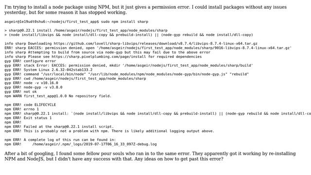 EACCES: permission denied when using sudo смотреть онлайн