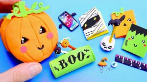 13 миниатюрных аксессуара для кукол на Хэллоуин - школьный рюкзак, ручка, пенал | Простые поделки