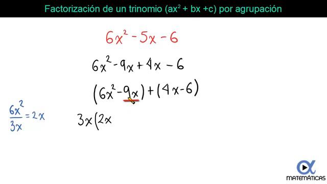 Factorización de un trinomio ax^2+bx+c por agrupación ejemplo 1 de 3 | Álgebra - Vitual смотреть онлайн
