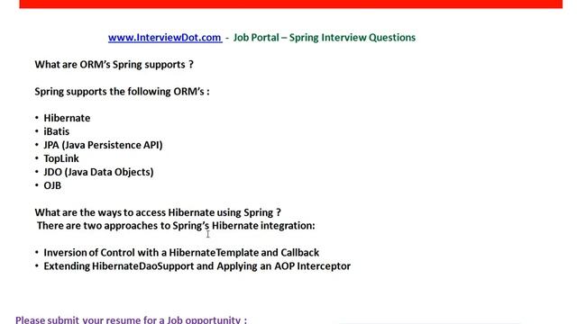 Spring what are the ORM supported by spring interviewdotcom смотреть онлайн