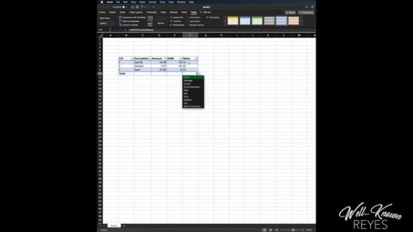 How to CREATE a TABLE in Microsoft Excel (MAC)