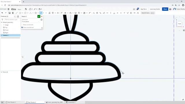Урок по Onshape 3. Модель юлы, REVOLVE смотреть онлайн