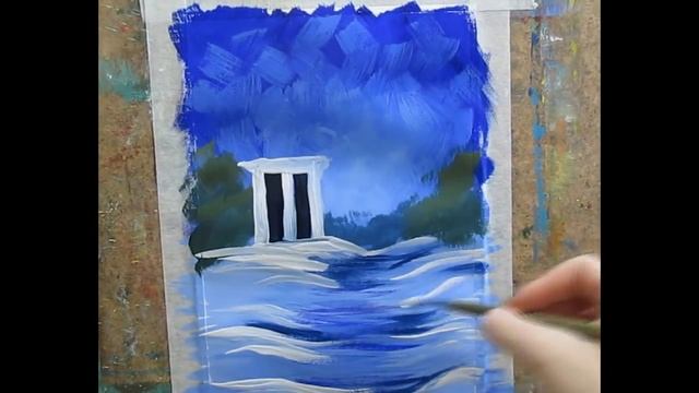 Видео урок Рисуем гуашью Зимнюю аллею смотреть онлайн