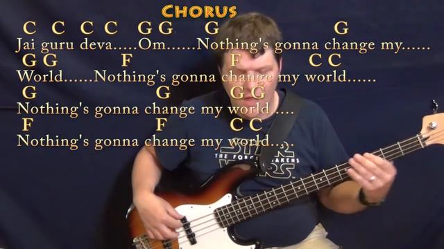 Across the Universe (The Beatles) Bass Guitar Cover Lesson in C with Chords/Lyrics смотреть онлайн