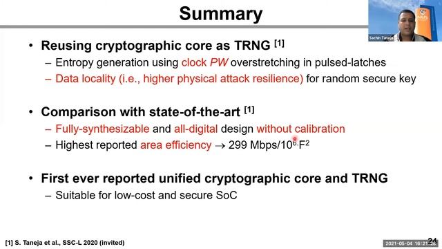 Hardware Security Primitives reusing Existing Circuits for Secure System on Chips | Sachin Taneja смотреть онлайн