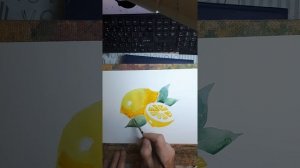 рисунок лимона акварелью