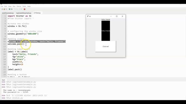 CIS30A Lab 5 Ex A: Simple Label and button using Tkinter in Python. смотреть онлайн