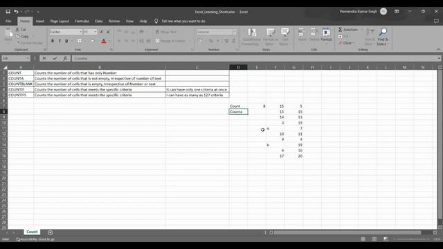 Excel - Count Function - 1 смотреть онлайн