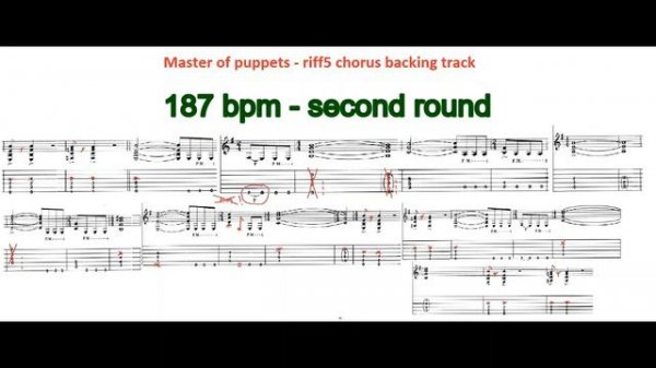 Metallica - Master of puppets practice backing track: riff5 (chorus) 160-220 bpm