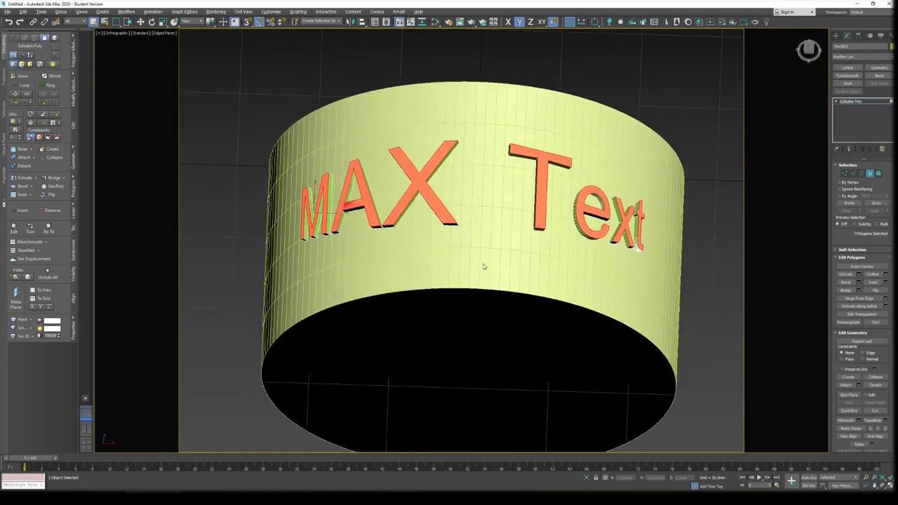 Как наложить текст на поверхность цилиндра в 3DS Max? смотреть онлайн