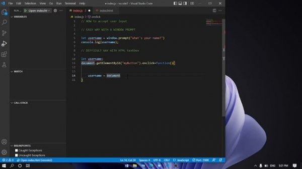 how to make user input app using javascript and html