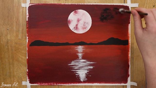 Full Moon Painting - Acrylic Painting for Beginners - Step by Step #30 смотреть онлайн