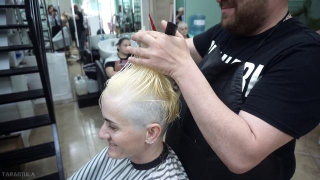 SUPER HAIRCUT - SHORT BLONDE UNDERCUT PIXIE WITH BANGS