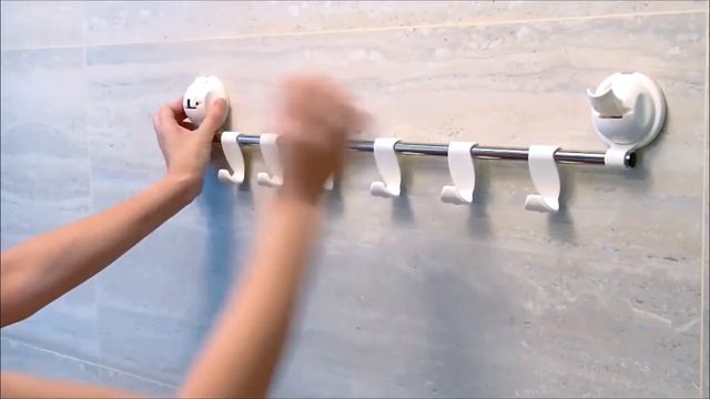 Аксессуары для ванной комнаты. Многофункциональный держатель с крючками на вакуумных присосках Feca смотреть онлайн