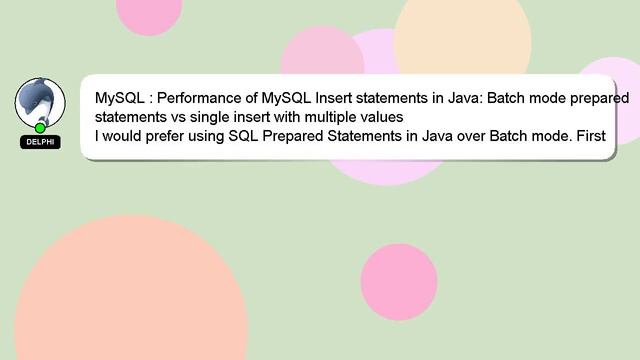 MySQL : Performance of MySQL Insert statements in Java: Batch mode prepared statements vs single in смотреть онлайн
