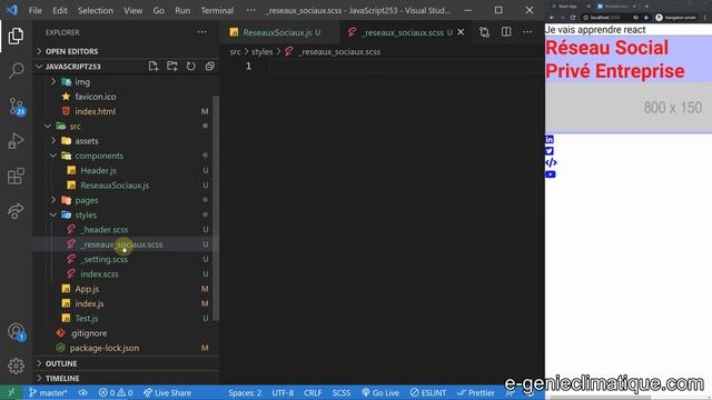 JavaScript254 React.js-Création d'un composant fonctionnel basique ReseauxSociaux.js смотреть онлайн