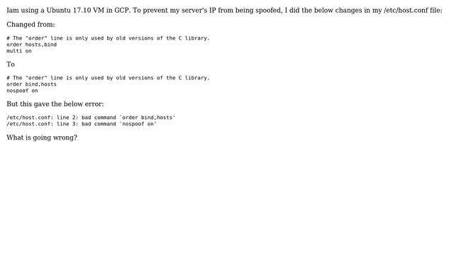 Error: bad command ` nospoof on' in /etc/host.conf file (2 Solutions!!) смотреть онлайн