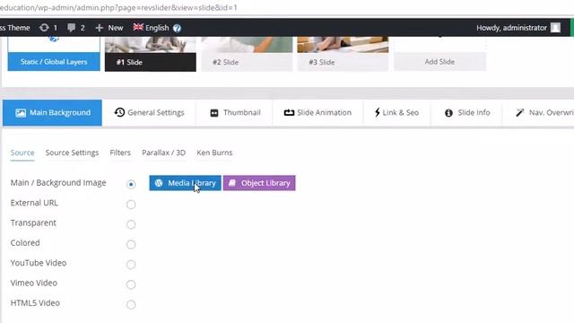 Change background image Revolution Slider - Education WordPress смотреть онлайн