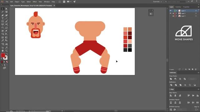 How to Draw a Body Builder Character - Adobe Illustrator смотреть онлайн