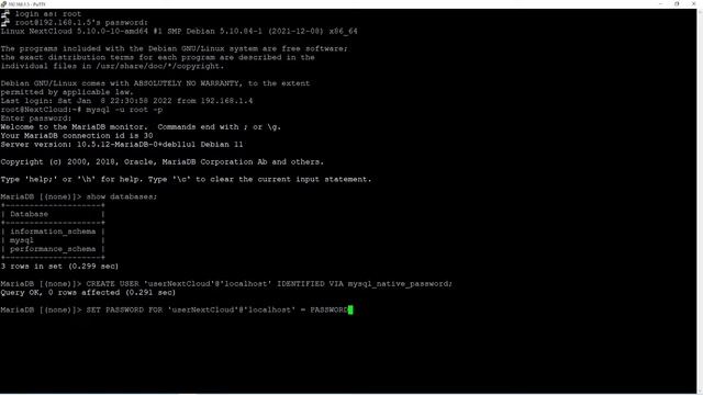 Crear usuario y base de datos en mysql para NextCloud смотреть онлайн