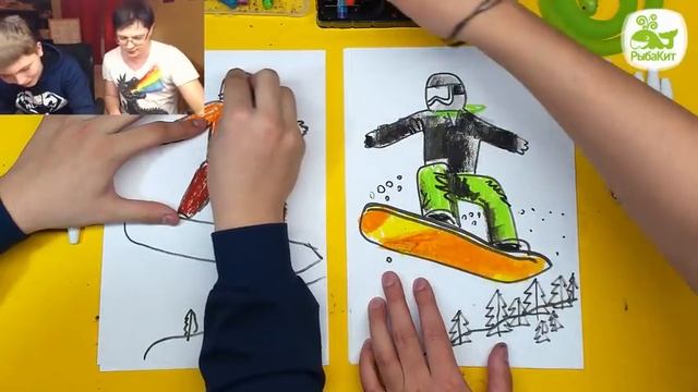 Рисуем СНОУБОРД спорт для чуваков смотреть онлайн
