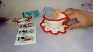 Получать подарки так приятно! // Подарок от ученицы. // Вязаная чашка крючком.