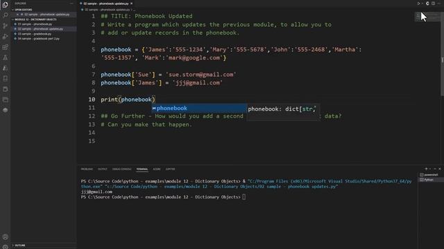 Python Practice Programming Module 12-2 Adding & Updating Python Dictionary Objects смотреть онлайн