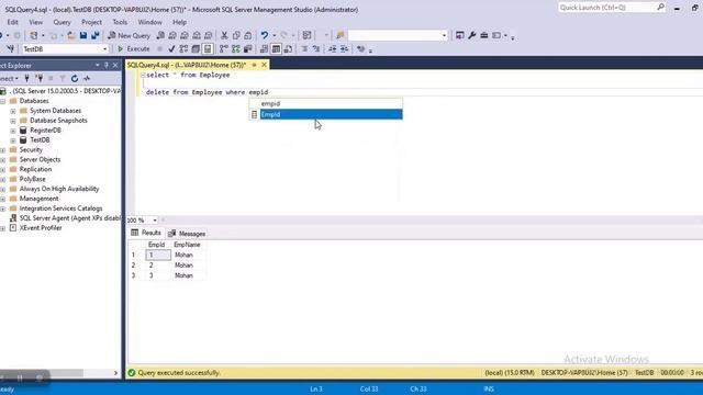 Part6 MS SQL Delete Query | MS SQL Server for beginners | MS SQL Tutorials смотреть онлайн