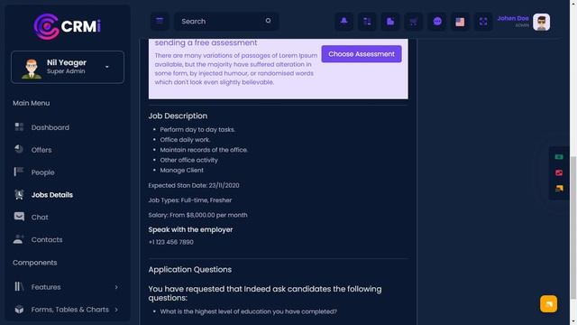 HRM Dashboard Bootstrap Admin Template with LTR Dark Theme смотреть онлайн