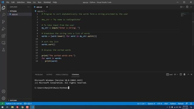 Python Program to Sort Words in Alphabetic Order смотреть онлайн