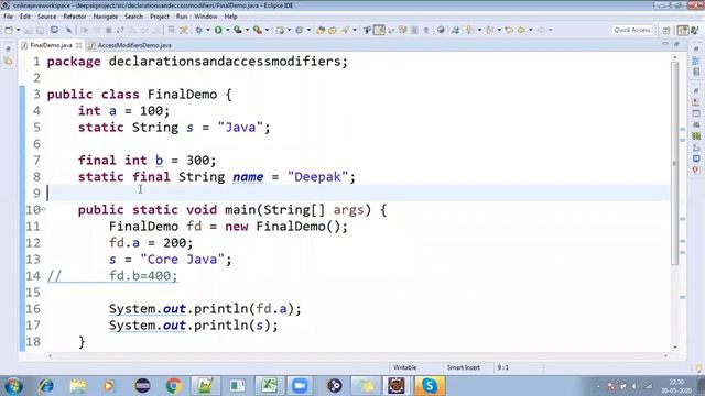 Java Access Modifiers 02 || final and static смотреть онлайн