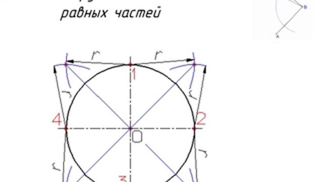 Деление окружности на 8 частей смотреть онлайн