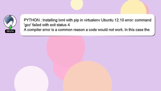 PYTHON : Installing lxml with pip in virtualenv Ubuntu 12.10 error: command 'gcc' failed with exit смотреть онлайн