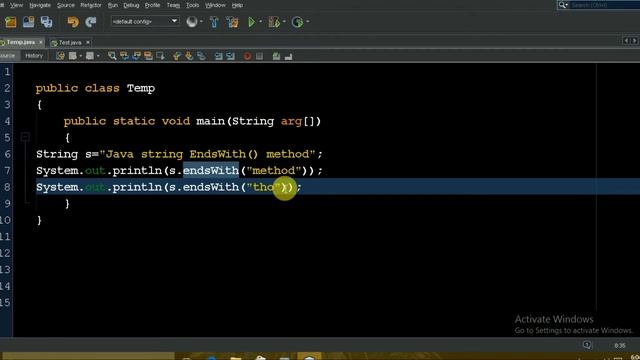 Java string endsWith() method смотреть онлайн