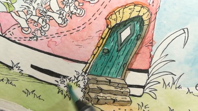 Watercolor Fairy Painting | Whimsical Sneaker Fairy House Fantasy Art смотреть онлайн