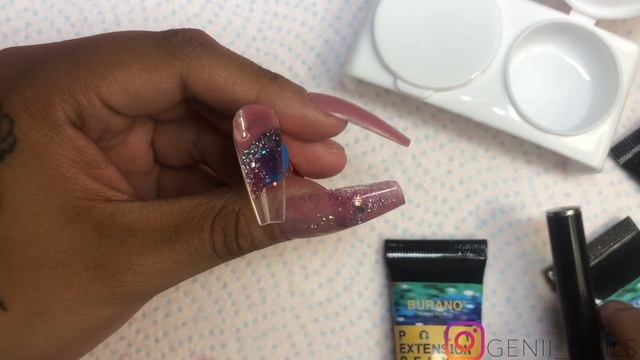 POLYGEL NAILS | MARBLE GLITTER NAILS | FEMI BEAUTY METHOD |BURANO GLITTER POLYGEL KIT смотреть онлайн
