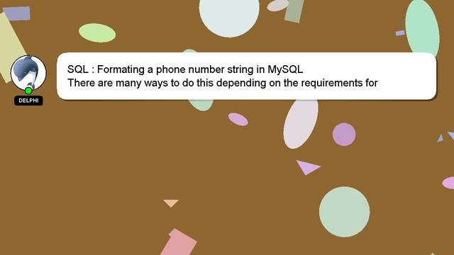 SQL : Formating a phone number string in MySQL смотреть онлайн
