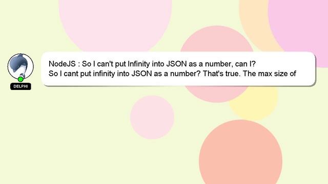 NodeJS : So I can't put Infinity into JSON as a number, can I? смотреть онлайн